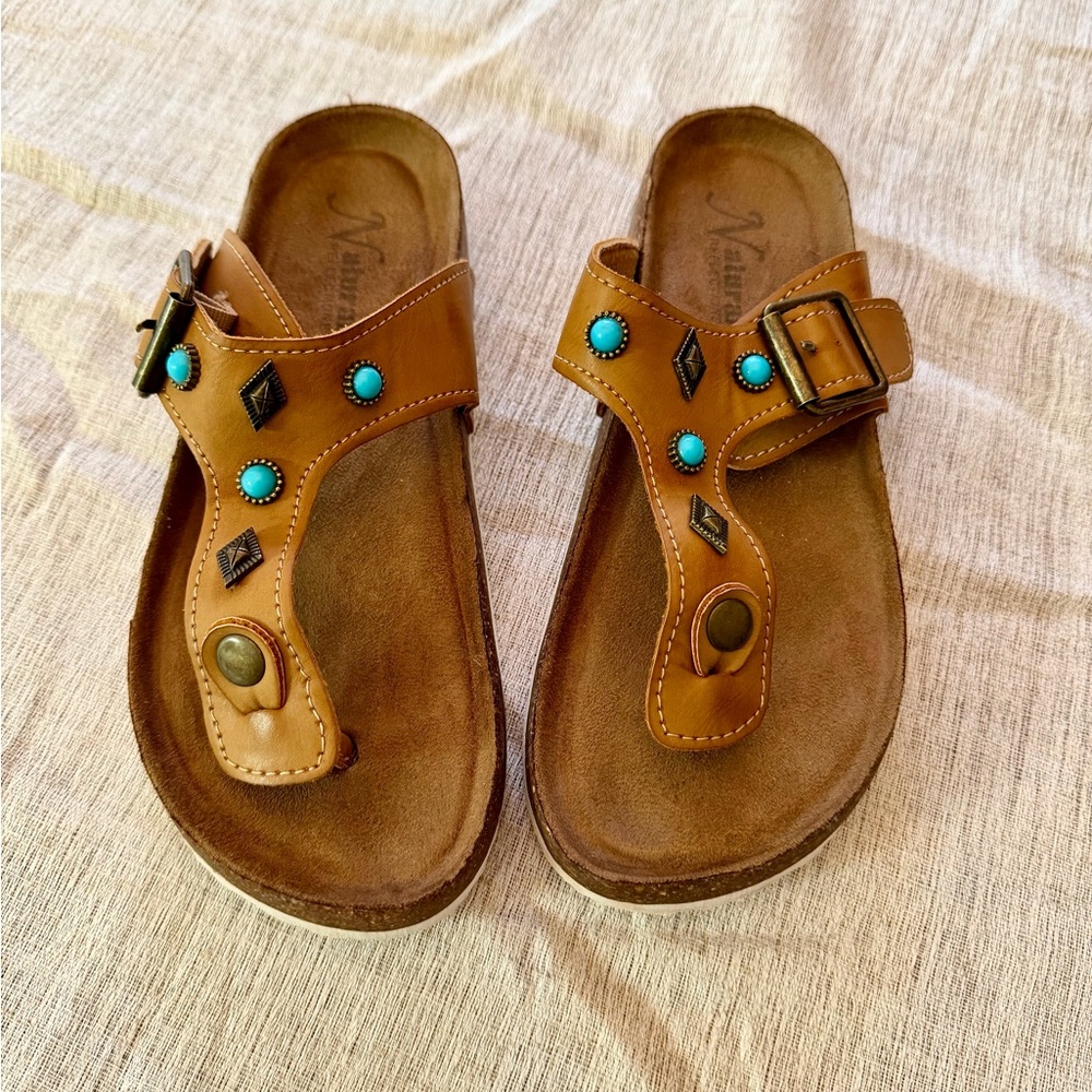 Brown Sandals with Turquoise Accents